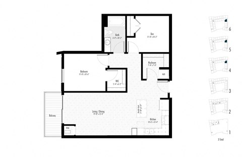 floor plan of 55 north luxury apartments to rent in the north end of boston